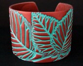 Polymer Clay Jewelry Copper Wide Copper Cuff Hand Stamped Jewelry Verdigris Patina