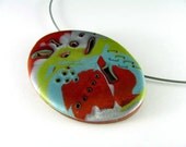 Polymer Clay Jewelry Copper Necklace Hand Stamped Polymer Clay Necklace Mokume Gane