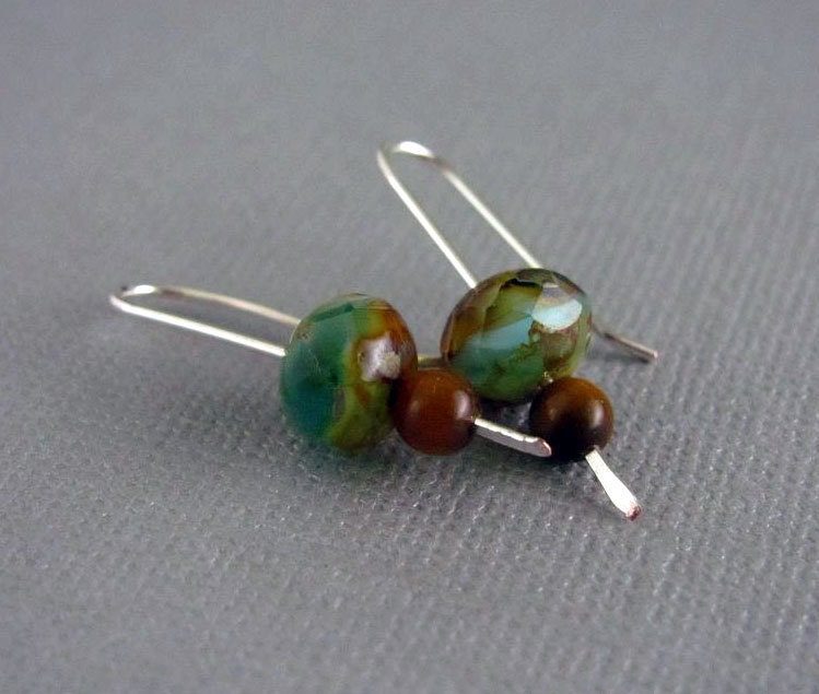 Turquoise Earrings Dangle Earrings Handmade Art Jewelry Nickel Free Beaded Earrings