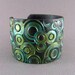 Silver Cuff Bracelet Polymer Clay Jewelry Teal Cuff Turquoise Cuff Urban Industrial Wide Cuff Hand Stamped