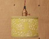 Drum Shade Lighting With Green Fabric Drum Shade