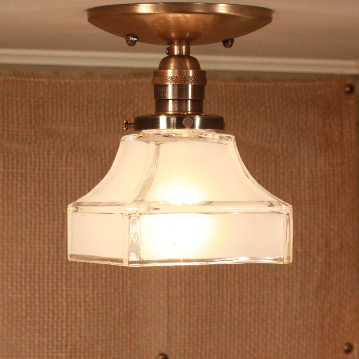 Semiflush Lighting with Square Edge Glass Design
