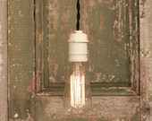 Vintage Lighting with Vintage Porcelain Socket from the Scranton Lace Factory and Reproduction Cotton Twist Wire