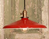 Industrial Lighting With LARGE 14" Red Enamel Shade