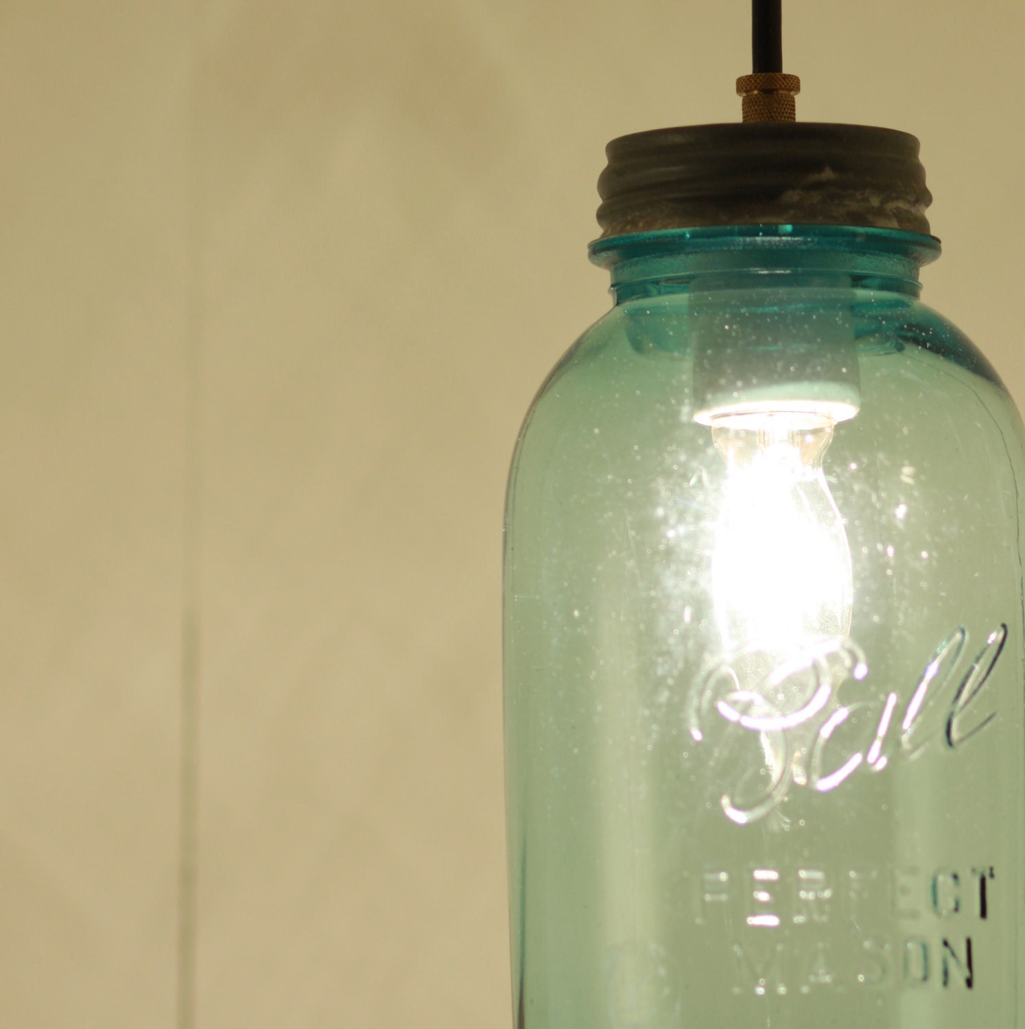 Reserved for Lauren - TWO -Rustic Lighting with Vintage Mason Jar Shades
