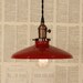 Lighting With Red Enamel Shade and Reproduction Wire