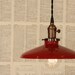 Lighting With Red Enamel Shade and Reproduction Wire