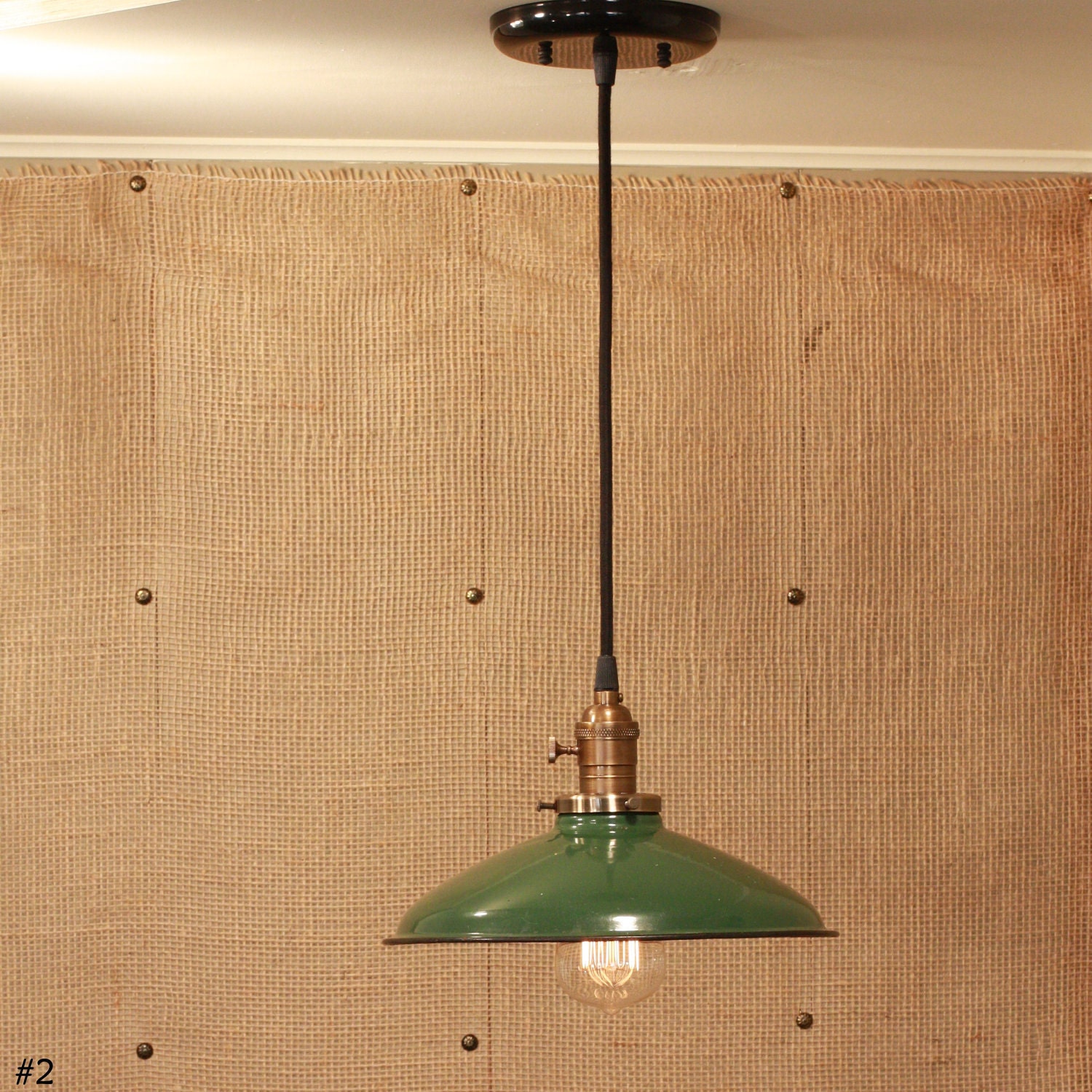Industrial Lighting With Vintage Industrial Enamel Shade & Reproduction Wire