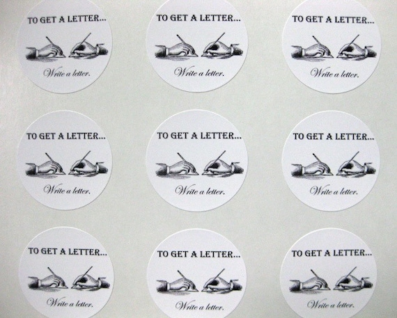To Get a Letter, Write a Letter stickers, set of 8 - round