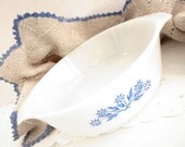 Vintage Anchor Hocking Fire King 1 Quart Blue Cornflower Casserole Ovenware Dish