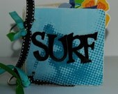 Surf beach vacation summer Premade pages chipboard coaster album scrapbook