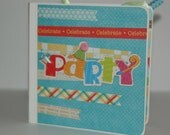 Birthday Party premade pages chipboard book- 5 x 5 cupcake scrapbook album