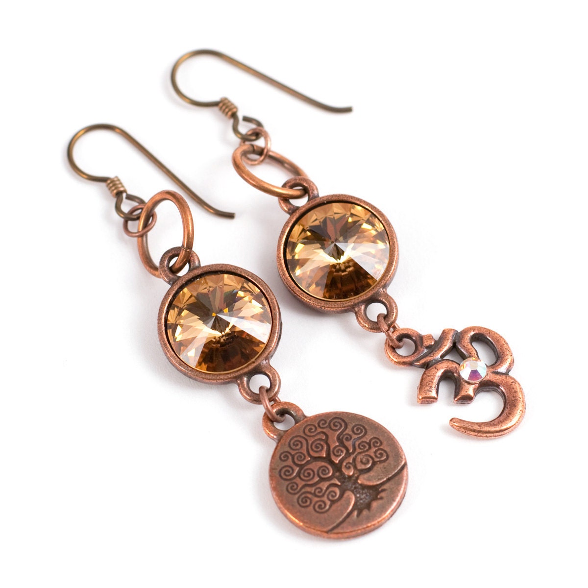 Buddha's Bling Earrings, peace, om, tree of life, yoga, namaste, serene