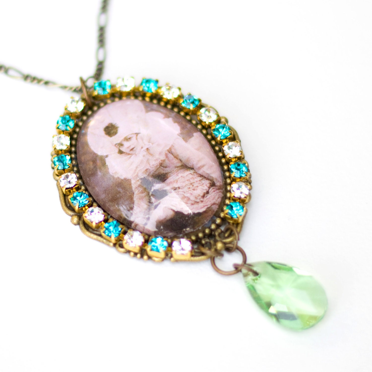 Beautiful Vintage Clown Child Glass and Crystal pendant, Perriot, Circus, Carnivale, Vaudeville