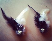 Black & white feather hair clip set-Be Subtle