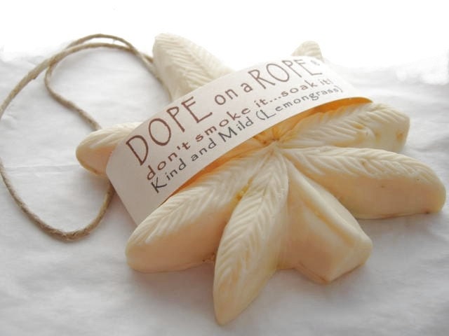 Dope on a Rope Soap -  Hemp Soap on a Rope - Kind and Mild Lemongrass - Happy Hippie 420 Fun Retro Bohemian Soaps