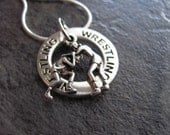 Wrestling Necklace: Silver Wrestling Charm Necklace