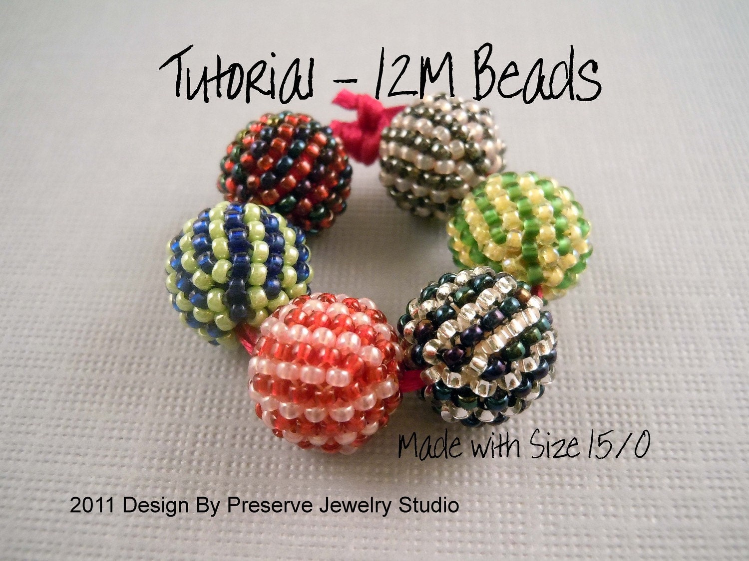 Beaded Bead Tutorial - 12M Bead Pattern For Size 15/0 Seed Beads. Easy and Concise Instructions