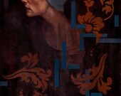 Oil painting portrait woman profile stencil "My Best Self"