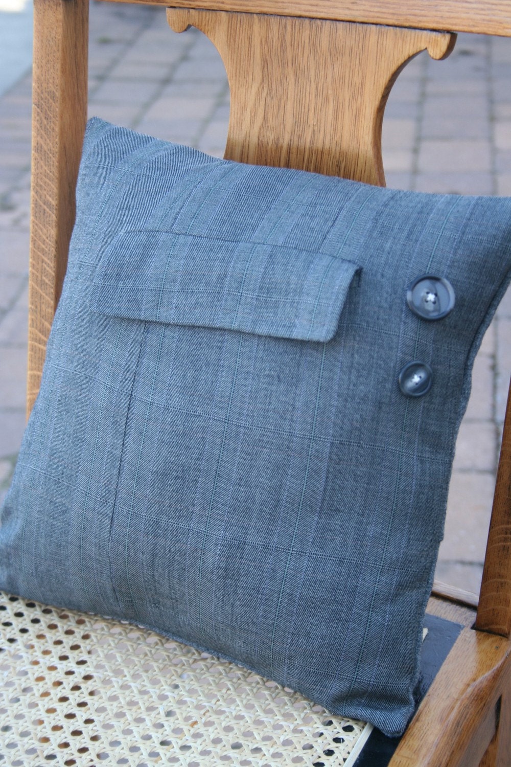 Recycled Gray Wool Suiting Pillow Cover - 14 Inch