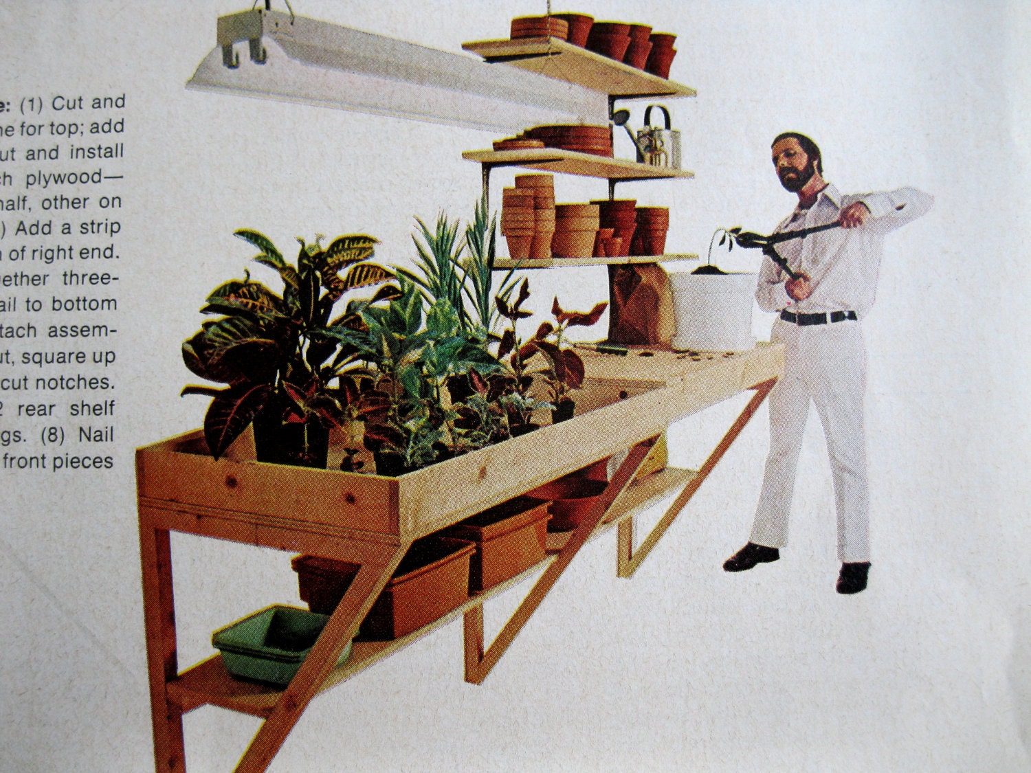 Potting Bench Pattern 8 ft L, 6 ft H, 2 ft D Wood Gardening Plants Storage Shelves Better Homes and Gardens 1 pg. 1977