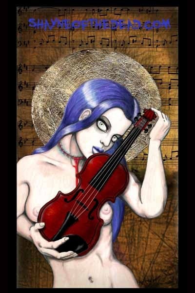 Violin undead saint Cecelia 12x18 stretched canvas print (prints start at 4 dollars)