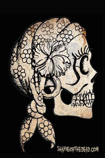 Gypsy Skull Drawing 4x6 Photo Print (many sizes available)