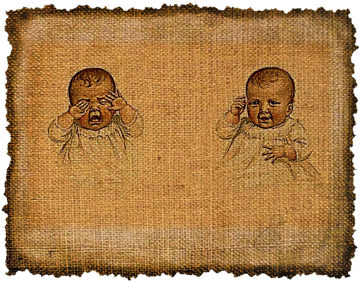 Vintage, Babies, Ephemera, Altered, Iron on, Digital Image No.422