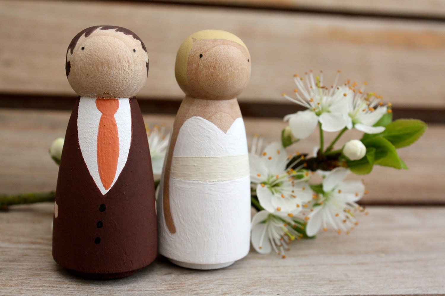 Custom Wooden Bride and Groom Wedding Couple for Gift or Cake Topper