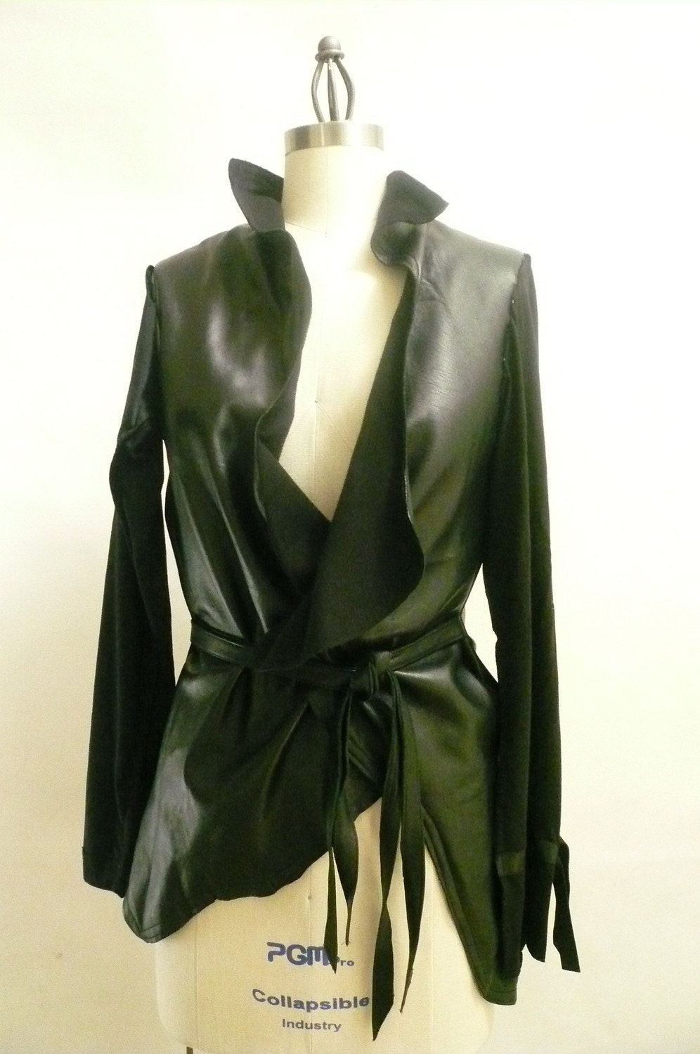 Maria Severyna Black lambskin Leather and Jersey Jacket