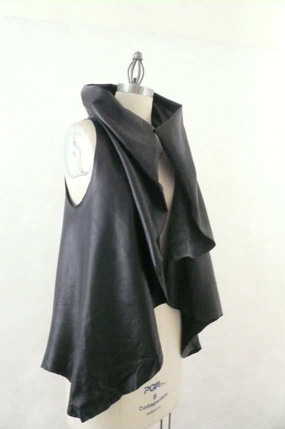 Maria Severyna Black lambskin Leather Vest jacket Steampunk
