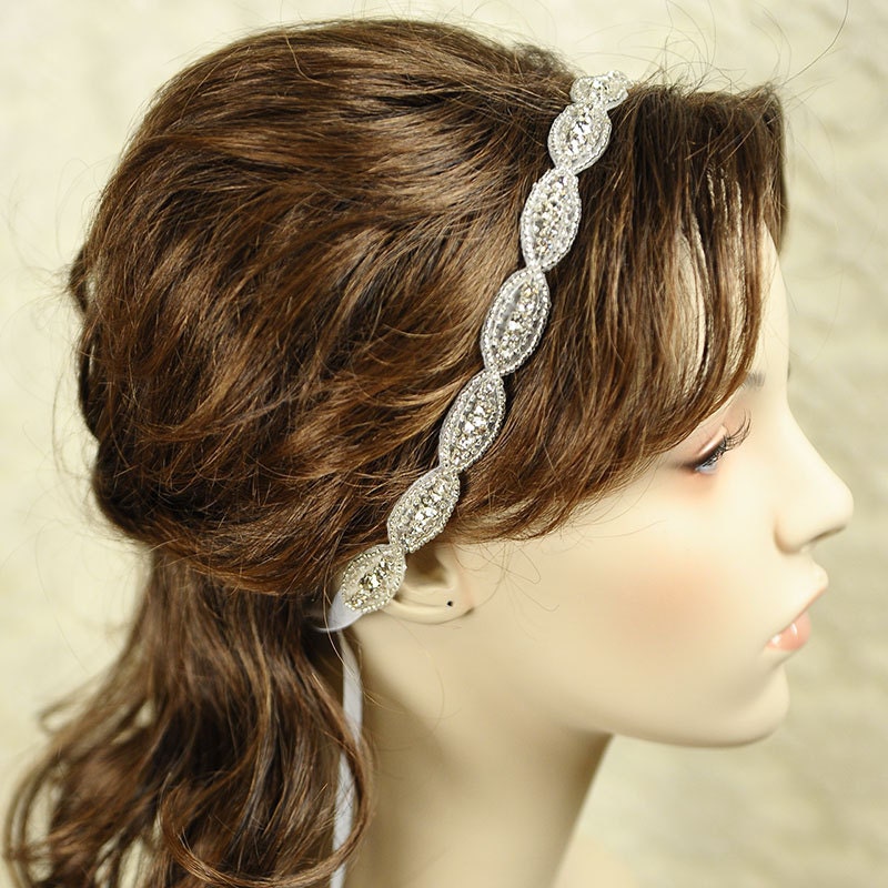 CHELSEA - Vintage Style Wedding Headband, Oval Bridal Headband, Grecian Silk Ribbon Bridal Headband, Halo, Bridal Wedding Hair Accessories
