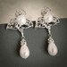 GAILIE, Vintage Style Bridal Wedding Stud Earrings, Filigree Leaf Swarovski Crystal and Pearl Wedding Bridal Earrings, Art Deco Jewelry