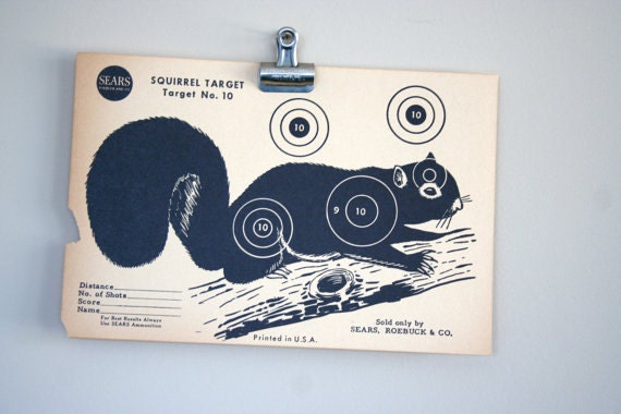 vintage paper shooting target: squirrel