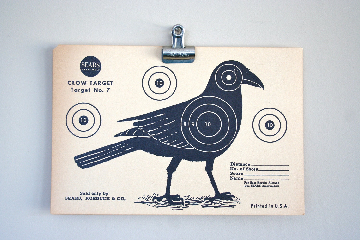 vintage paper shooting target: crow