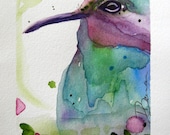 Watercolor Hummingbird Original Painting