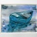 Blue Boat Watercolor Painting Original Nautical Art