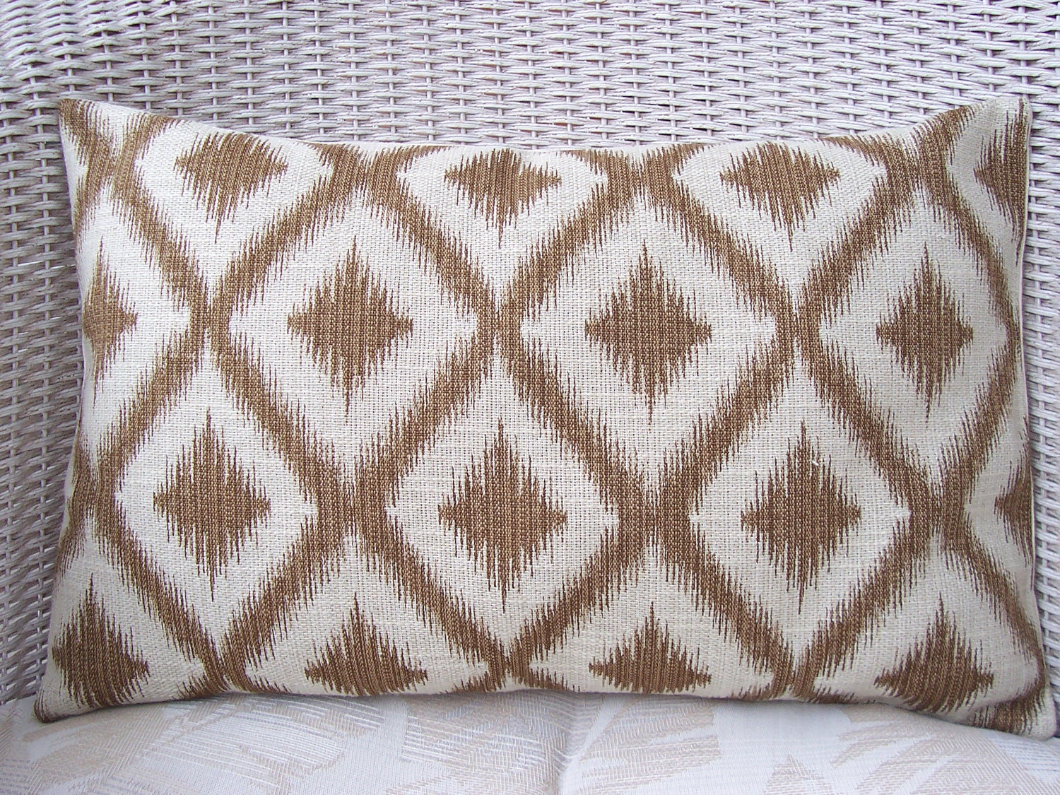 Ikat Lumbar Pillow Cover 12x18 Brown Cushion Cover Accent Pillow