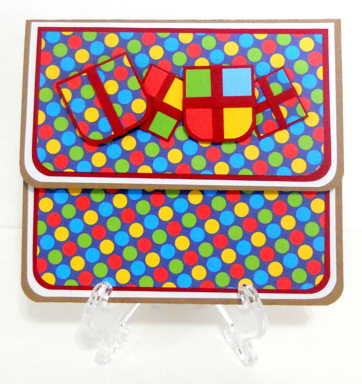 Rainbow Polka Dots Birthday Gift Card Holder