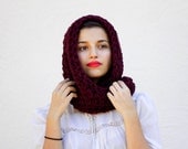 The Beginners Cowl Hand Knit in Scarlet Wool Blend - READY TO SHIP