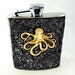 Octopus Hip Flask Steampunk Mixed Metals Kraken on Black and Silver Neo Victorian Metal Flask