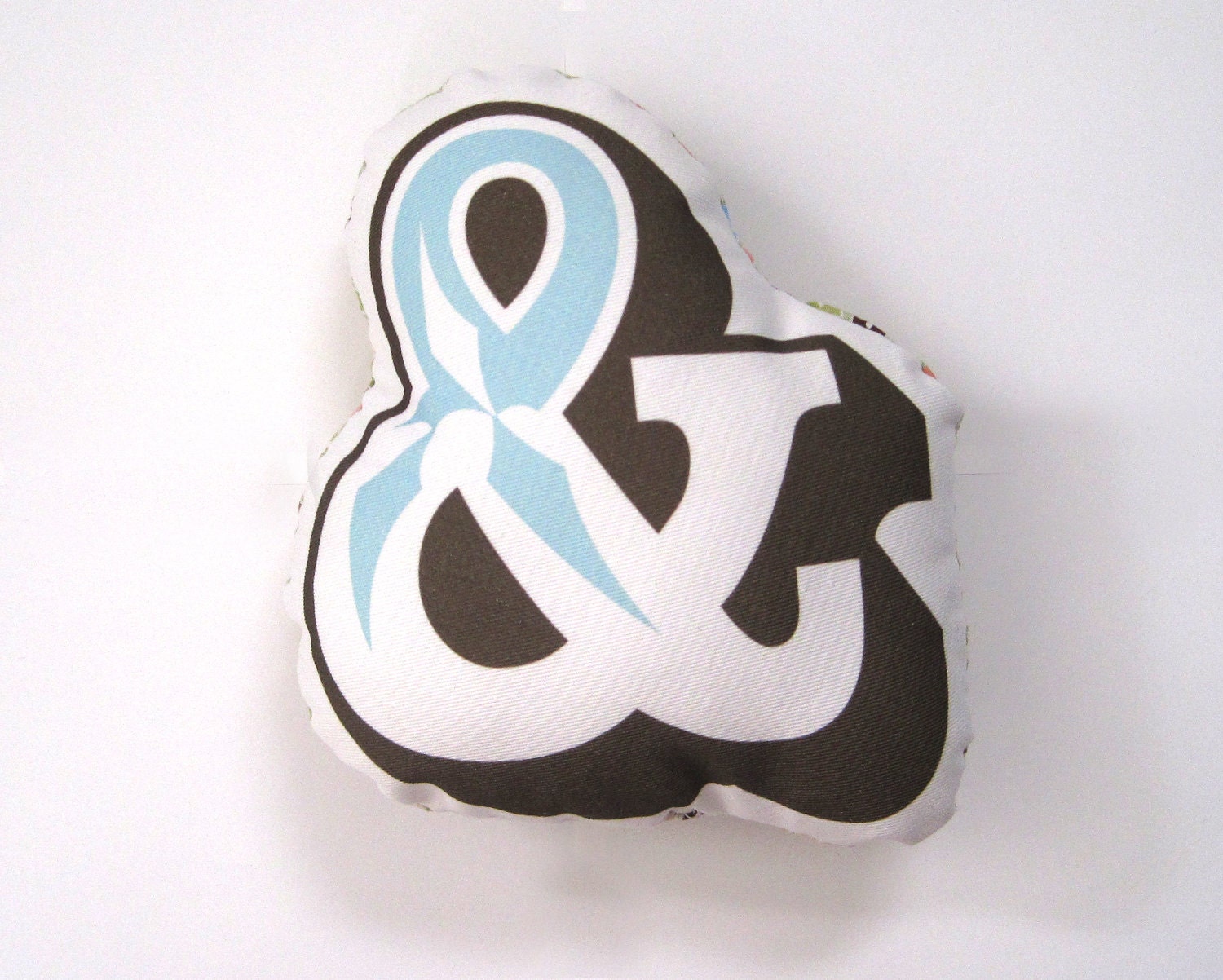 RESERVERD SALE - Ampersand Pillow in Chocolate Brown and Blue