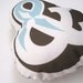 RESERVERD SALE - Ampersand Pillow in Chocolate Brown and Blue