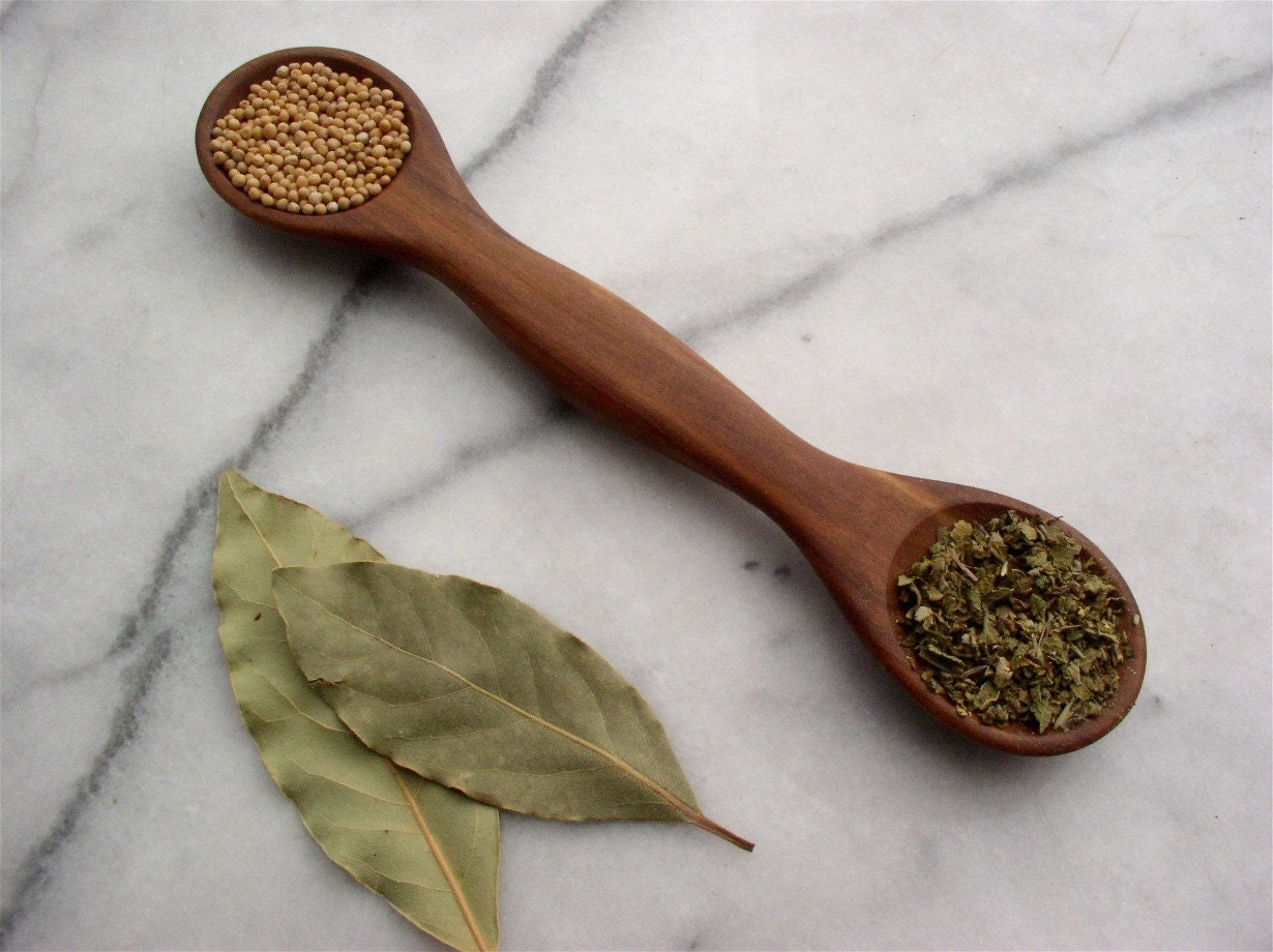 Measuring spoon of salvaged Pear wood.