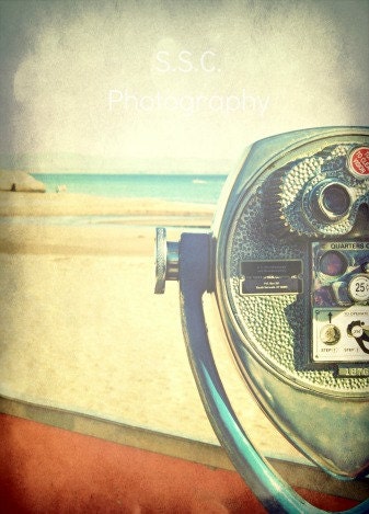 Viewfinder Photo. "Summer View". 8.5x11inch Photo Beach. Ocean. Vintage. Blue. Orange. Brown. Sand. Summer. Retro. California.