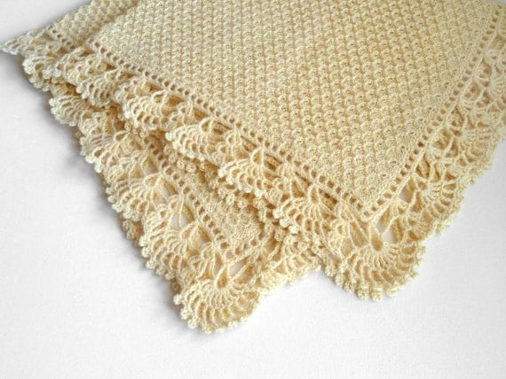 Knitted Baby Blanket - Light Yellow