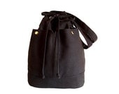 Navy blue canvas tote / bag / purse / Draw string