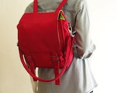 Canvas messenger bag / 14 oz. red canvas / shoulder bag / backpack / Jane