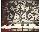 Stunning Black & White Piano Keys With Seahorse Vintage Artwork Fine Art Photograph 5x5