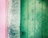 Pink and Green Watermelon Door Wood Texture From Venice, Italy - Wall Decor 5x5